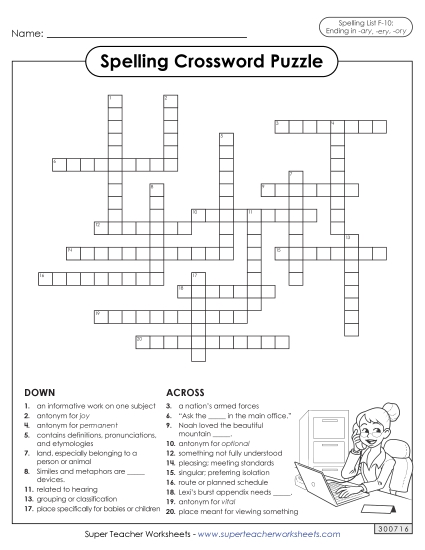 Worksheets and Puzzles - Crossword (F-10) (Printable PDF Worksheet)