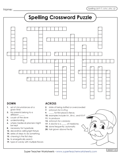 Worksheets and Puzzles - Crossword (F-7) (Printable PDF Worksheet)