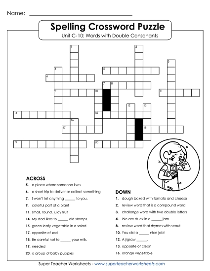 Worksheets - Crossword Puzzle (C-10) (Printable PDF Worksheet)