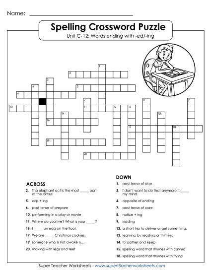 Worksheets - Crossword Puzzle (C-12) (Printable PDF Worksheet)