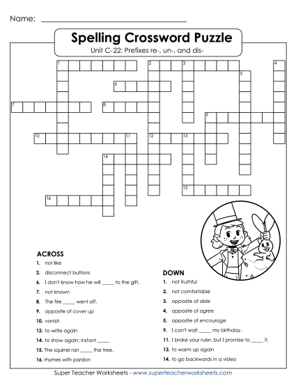 Worksheets - Crossword Puzzle (C-22) (Printable PDF Worksheet)