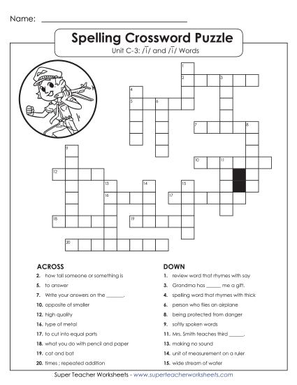 Worksheets - Crossword Puzzle (C-3) (Printable PDF Worksheet)