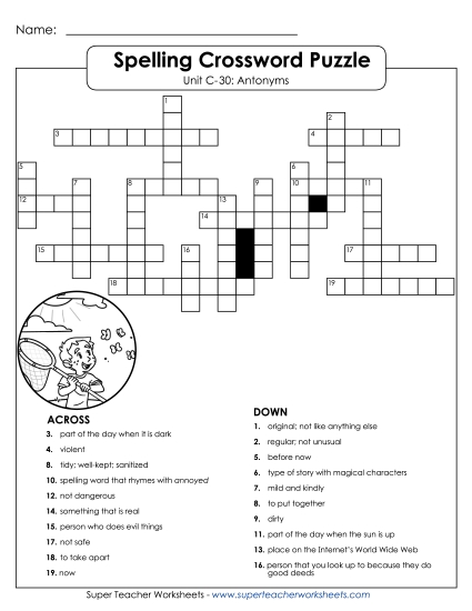 Worksheets - Crossword Puzzle (C-30) (Printable PDF Worksheet)