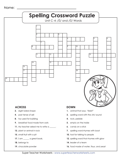 Worksheets - Crossword Puzzle (C-4) (Printable PDF Worksheet)