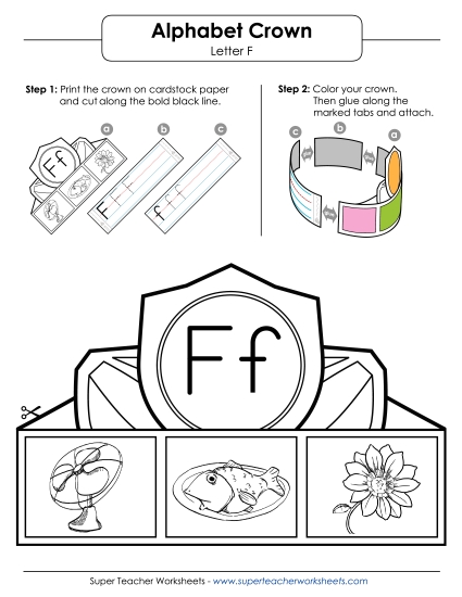 Craft - Crown: Letter F (Printable PDF Worksheet)