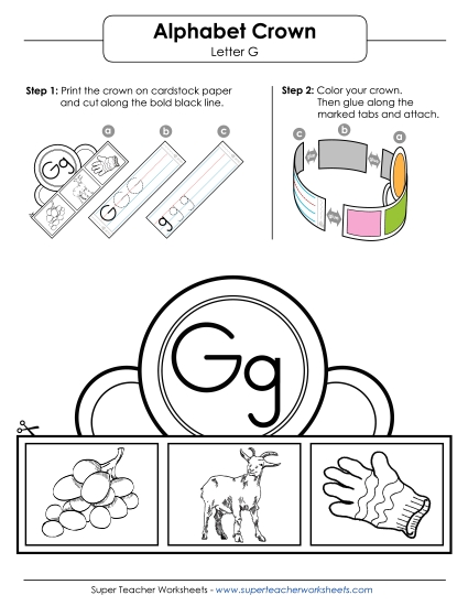 Craft - Crown: Letter G (Printable PDF Worksheet)