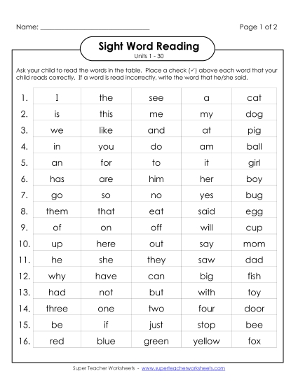 Worksheets - Cumulative Practice (Units 1 - 30) (Printable PDF Worksheet)