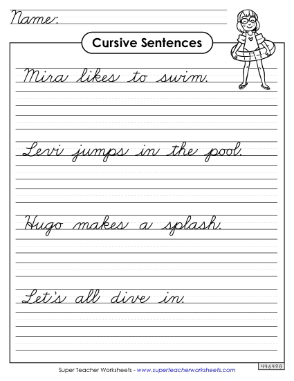 Cursive Sentences - Cursive Sentences (Printable PDF Worksheet)