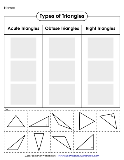 Classifying by Angles: Acute, Obtuse, Right - Cut and Glue: Acute, Right, Obtuse (Printable PDF Worksheet)