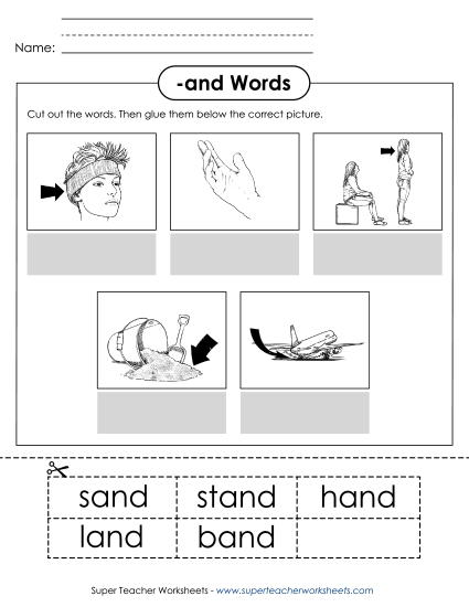 Worksheets - Cut and Glue (-and) (Printable PDF Worksheet)
