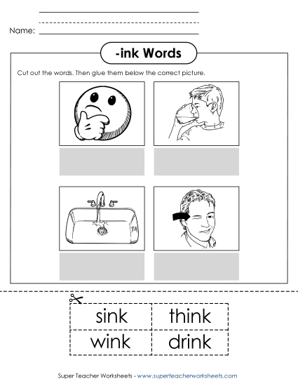 Worksheets - Cut and Glue (-ink) (Printable PDF Worksheet)