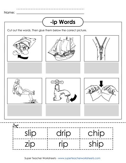 Worksheets - Cut and Glue (-ip) (Printable PDF Worksheet)