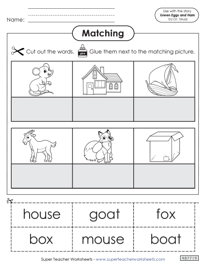 Activities - Cut and Glue Matching (Printable PDF Worksheet)