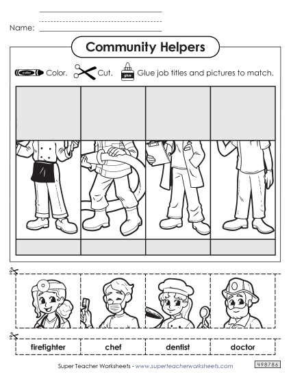 Matching Worksheets - Cut-and-Glue Matching Worksheet 1 (Printable PDF Worksheet)