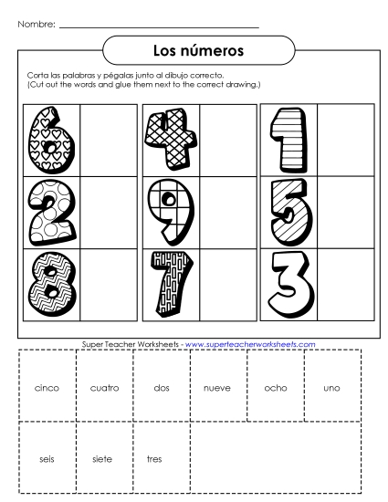 Numbers  - Cut-and-Glue: Numbers (1-9) (Printable PDF Worksheet)