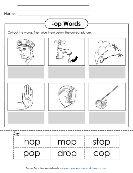 Worksheets - Cut and Glue (-op) (Printable PDF Worksheet)