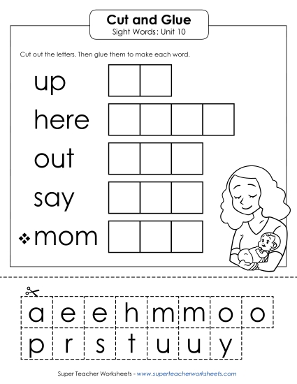 Worksheets - Cut-and-Glue (Unit 10) (Printable PDF Worksheet)