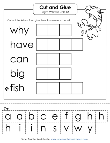 Worksheets - Cut-and-Glue (Unit 12) (Printable PDF Worksheet)