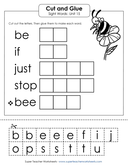 Worksheets - Cut-and-Glue (Unit 15) (Printable PDF Worksheet)