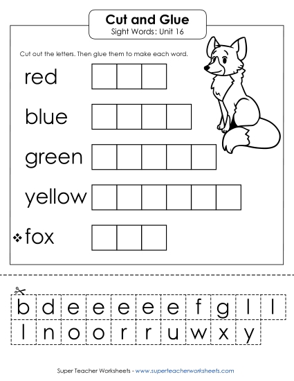 Worksheets - Cut-and-Glue (Unit 16) (Printable PDF Worksheet)