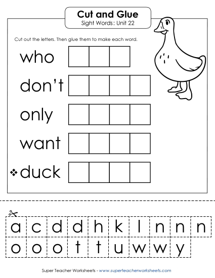 Worksheets - Cut-and-Glue (Unit 22) (Printable PDF Worksheet)