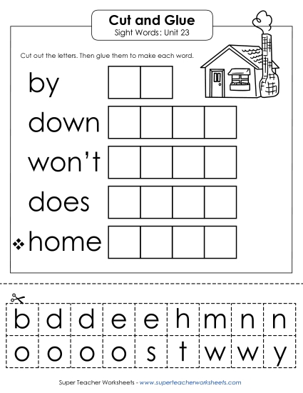 Worksheets - Cut-and-Glue (Unit 23) (Printable PDF Worksheet)