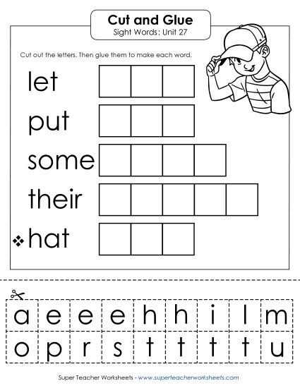 Worksheets - Cut-and-Glue (Unit 27) (Printable PDF Worksheet)