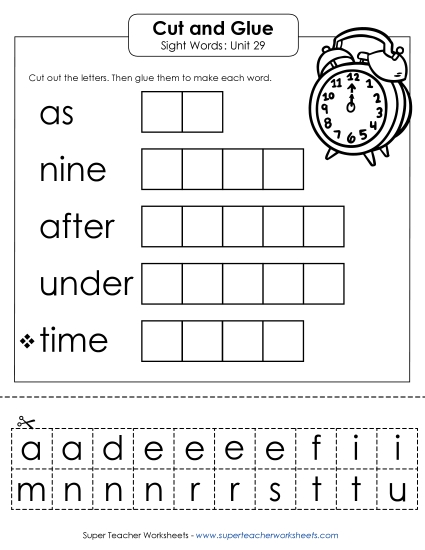 Worksheets - Cut-and-Glue (Unit 29) (Printable PDF Worksheet)