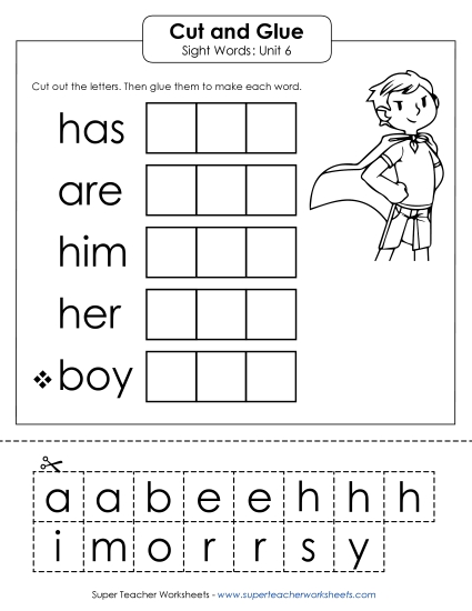 Worksheets - Cut-and-Glue (Unit 6) (Printable PDF Worksheet)