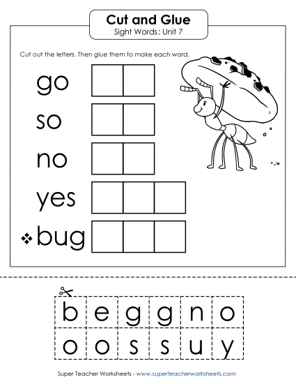 Worksheets - Cut-and-Glue (Unit 7) (Printable PDF Worksheet)
