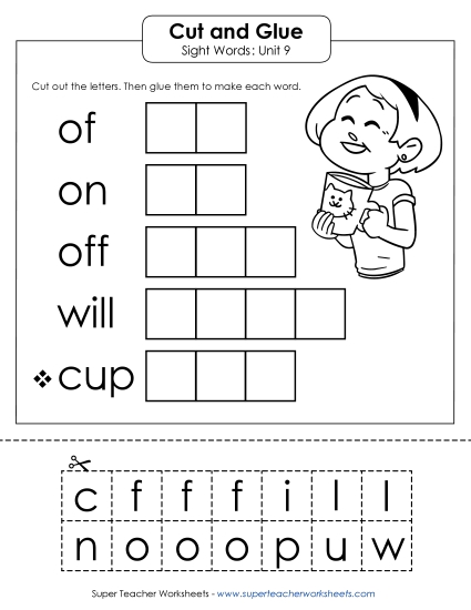Worksheets - Cut-and-Glue (Unit 9) (Printable PDF Worksheet)