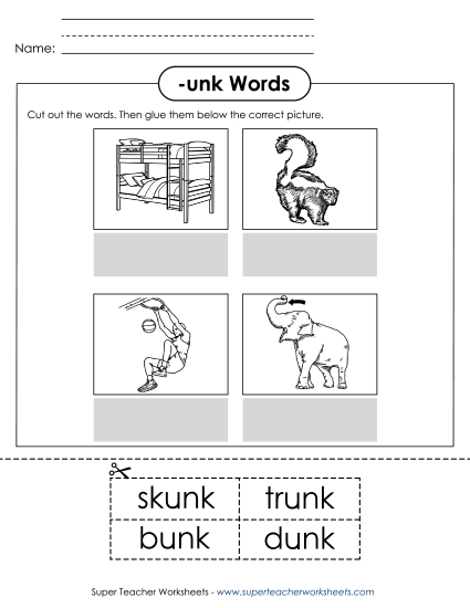 Worksheets - Cut and Glue (-unk) (Printable PDF Worksheet)