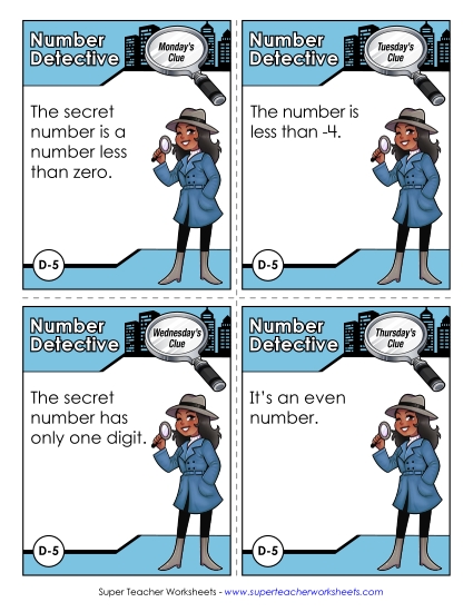 4th Grade - D5 - Negative Eight (Printable PDF Worksheet)