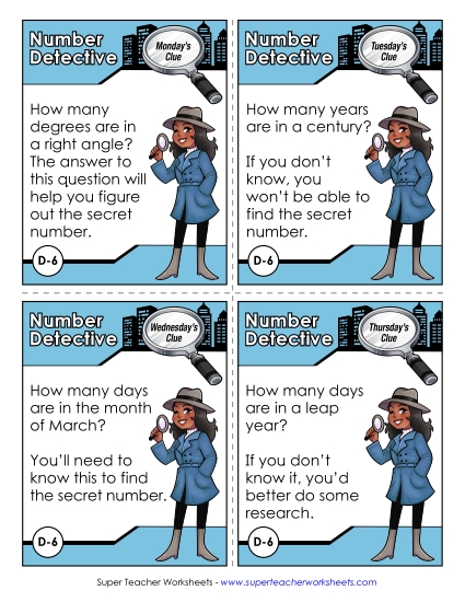 4th Grade - D6 - Five Hundred Eighty Seven (Printable PDF Worksheet)