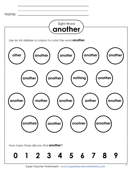 Dab or Color: Another (Printable PDF Worksheet)