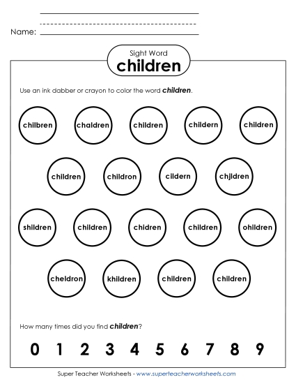 Dab or Color: Children (Printable PDF Worksheet)