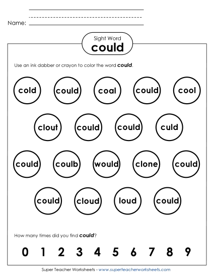 Dab or Color: Could (Printable PDF Worksheet)