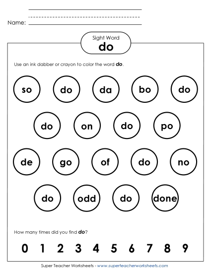 Dab or Color: Do (Printable PDF Worksheet)