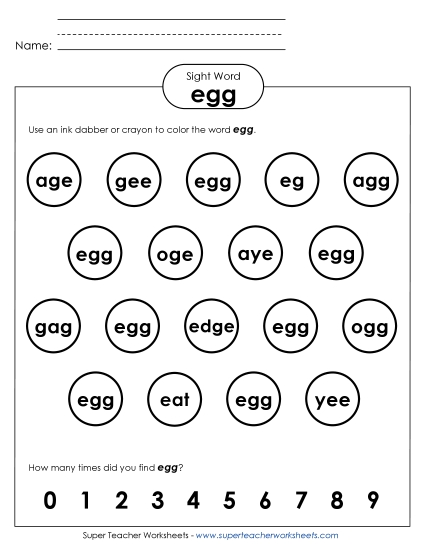Dab or Color: Egg (Printable PDF Worksheet)