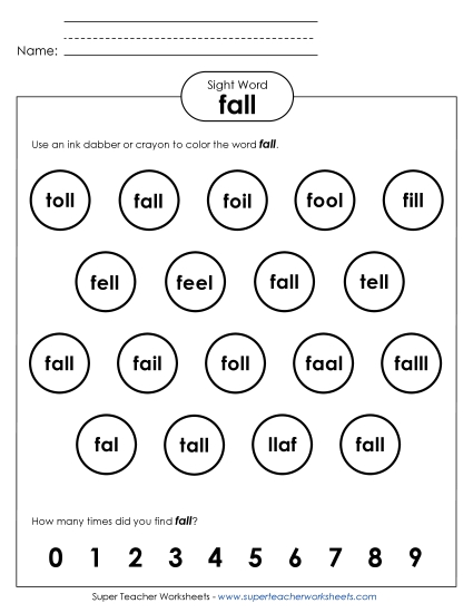 Dab or Color: Fall (Printable PDF Worksheet)