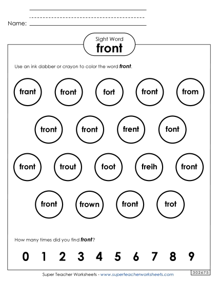 Dab or Color: Front (Printable PDF Worksheet)