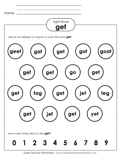 Dab or Color: Get (Printable PDF Worksheet)