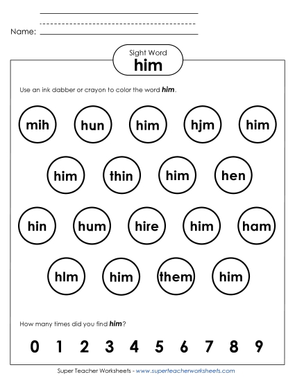 Dab or Color: Him (Printable PDF Worksheet)