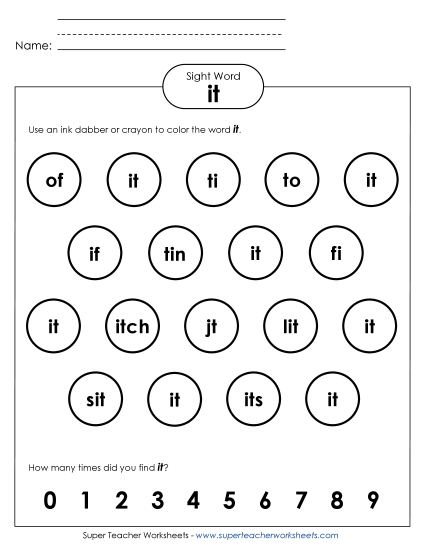 Dab or Color: It (Printable PDF Worksheet)