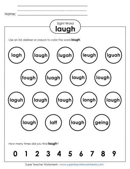 Dab or Color: Laugh (Printable PDF Worksheet)