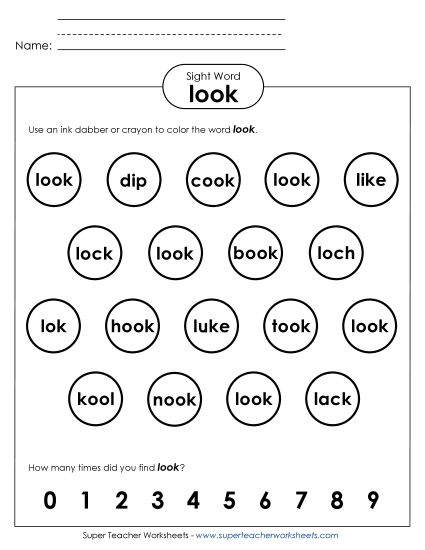 Dab or Color: Look (Printable PDF Worksheet)