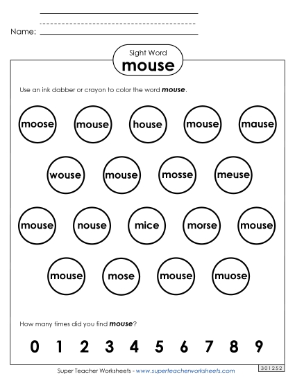 Dab or Color: Mouse (Printable PDF Worksheet)