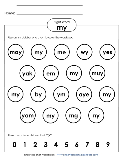 Dab or Color: My (Printable PDF Worksheet)