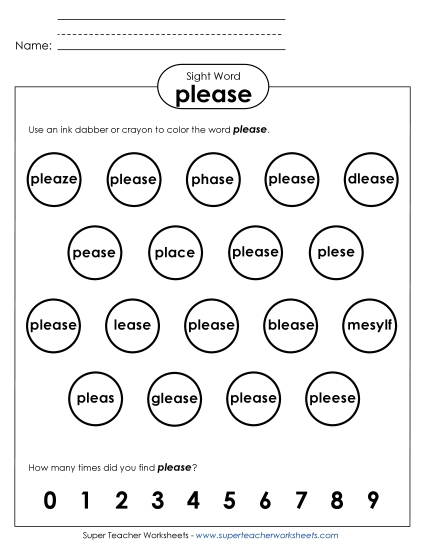 Dab or Color: Please (Printable PDF Worksheet)