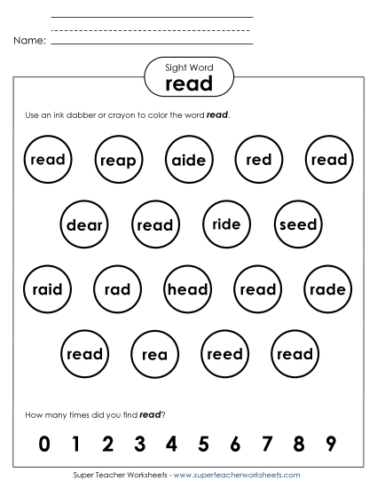 Dab or Color: Read (Printable PDF Worksheet)